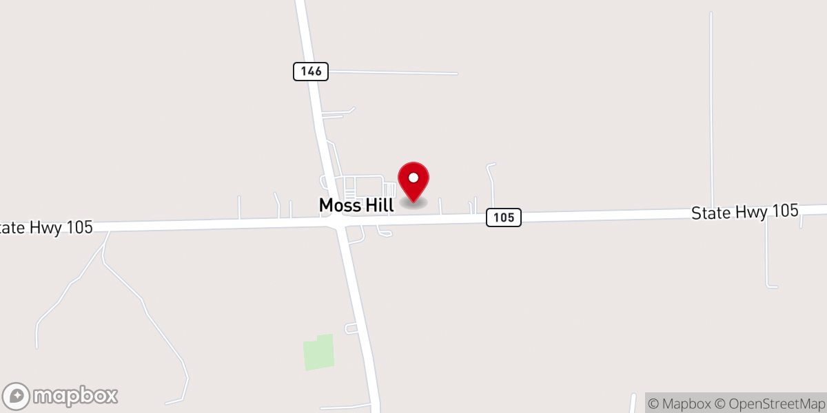 Map showing location of Moss Hill United Pentecostal Church
