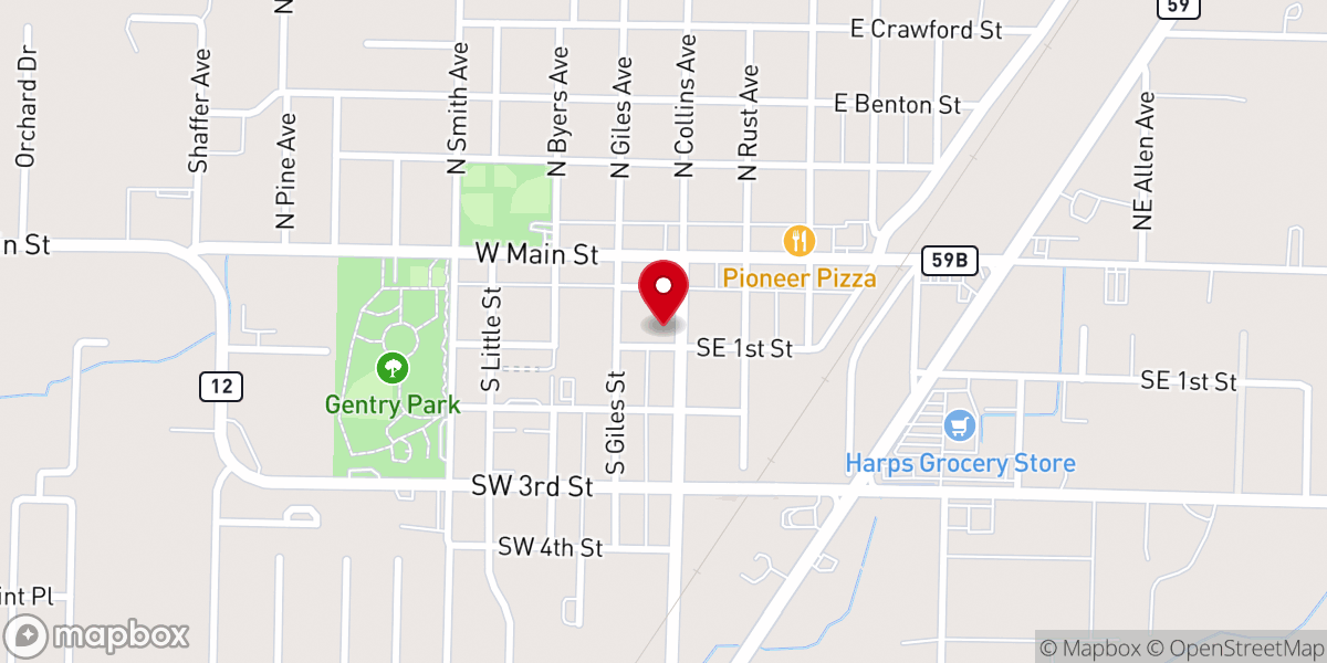 Map showing location of United Methodist Church