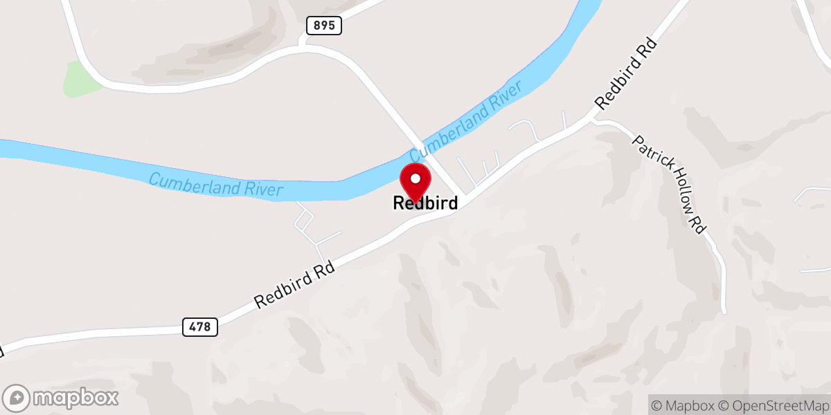 Map showing location of Red Bird Baptist Church