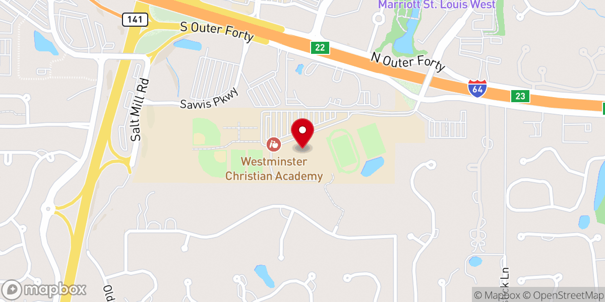 Map showing location of West Hills Church