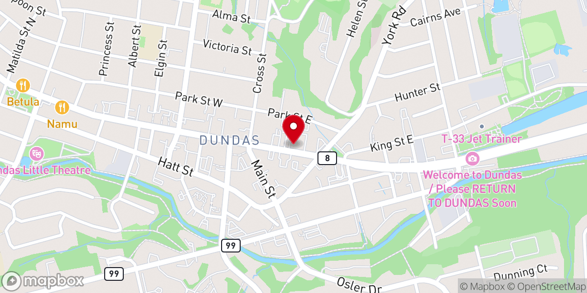 Map showing location of Mission Thrift Store • Dundas