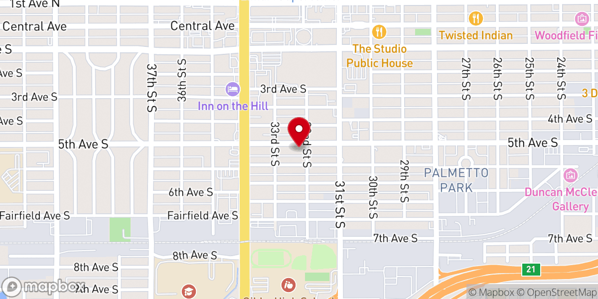 Map showing location of St John Missionary Baptist