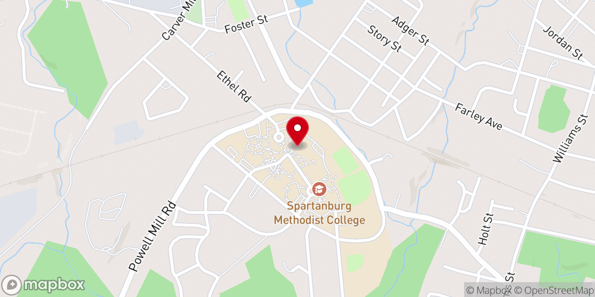 Map showing location of Spartanburg Methodist College