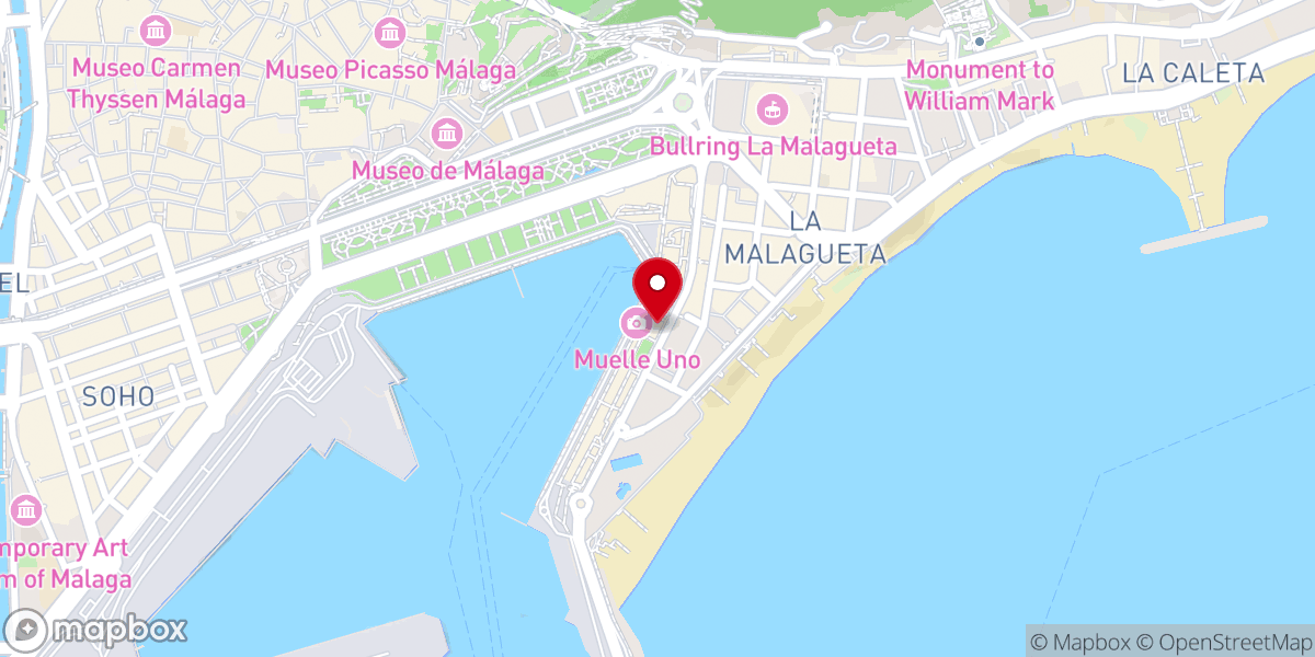 Map showing location of La capilla del puerto de Málaga