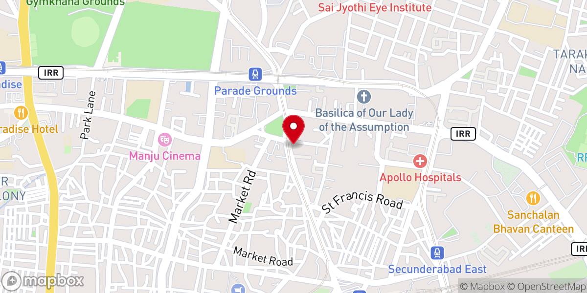 Map showing location of Centenary Baptist Church, Secunderabad