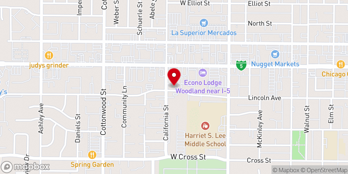 Map showing location of Woodland Christian Center