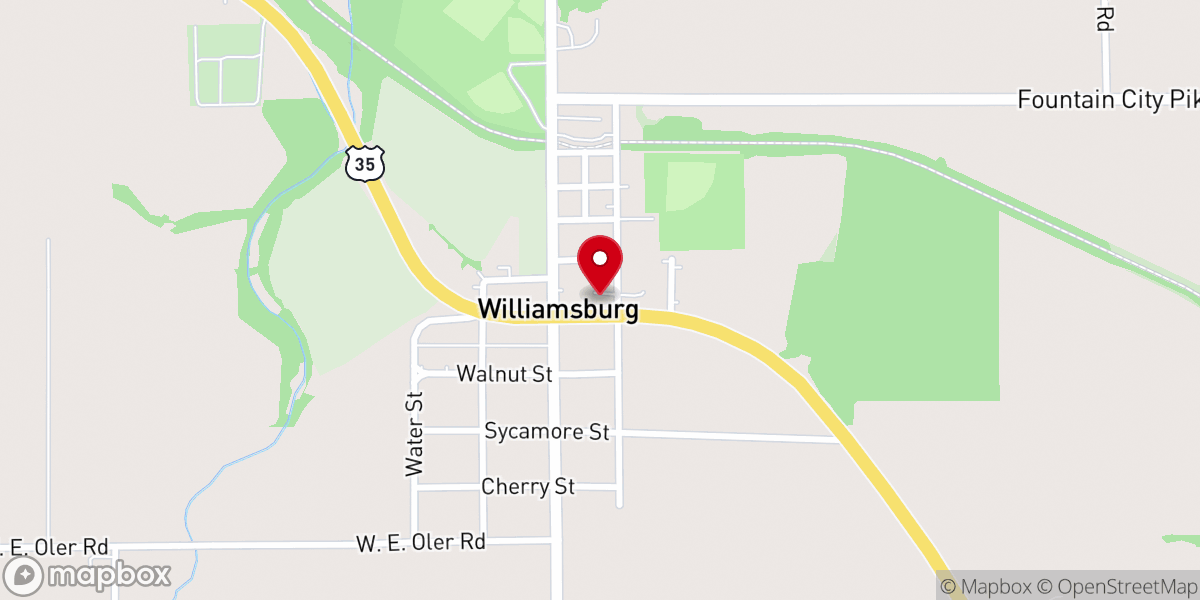 Map showing location of Williamsburg Friends Meetinghouse