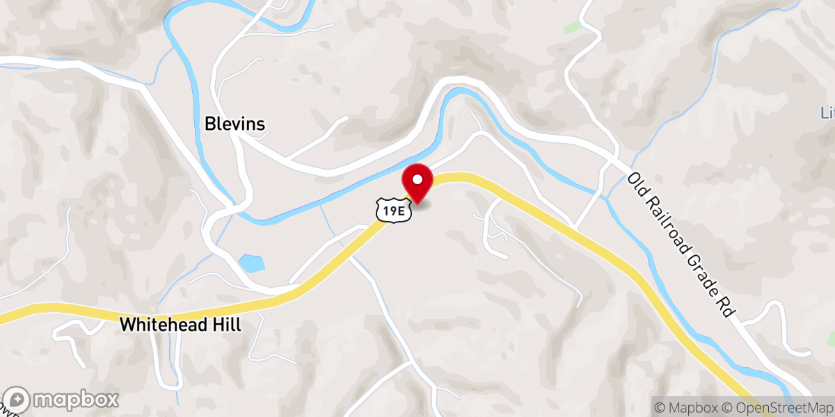 Map showing location of Blevins Chapel Baptist Church