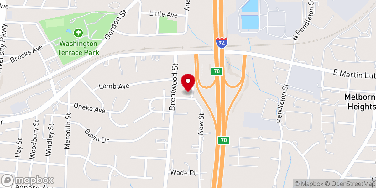 Map showing location of Upper Room Baptist Church