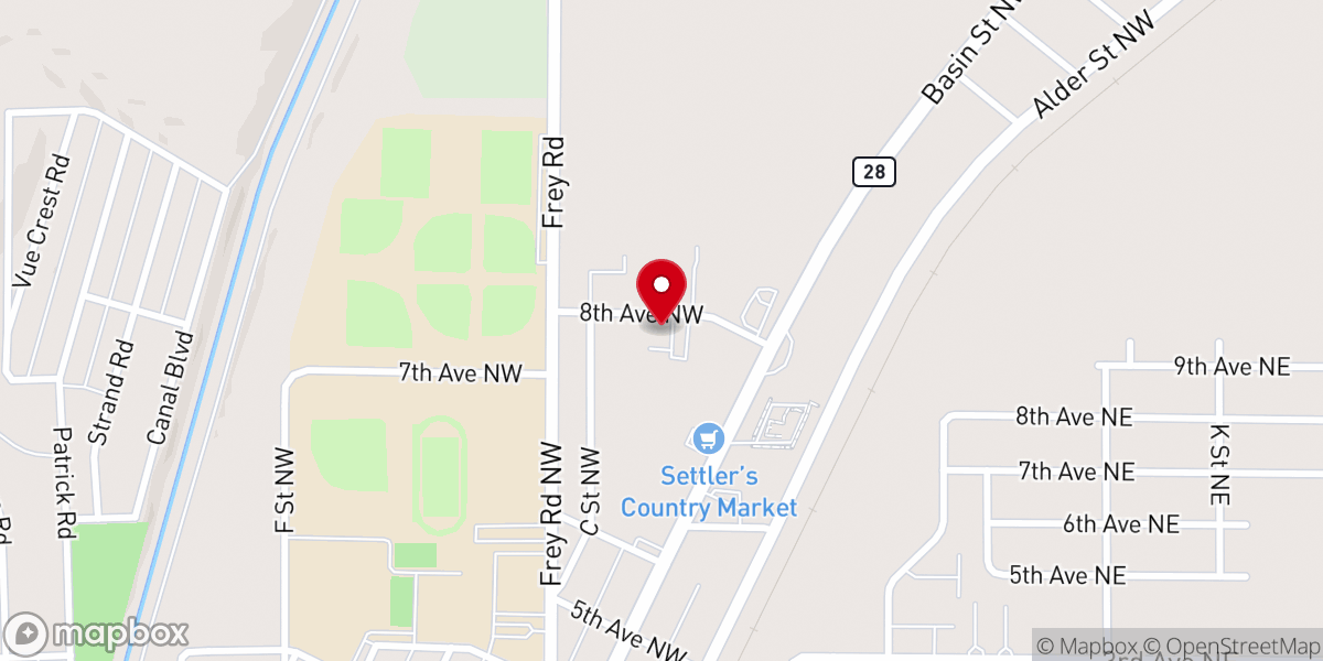 Map showing location of American Legion Art Semro Post 28