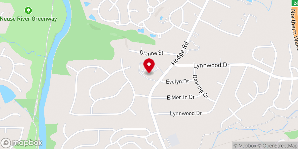 Map showing location of Green Pines Baptist Church
