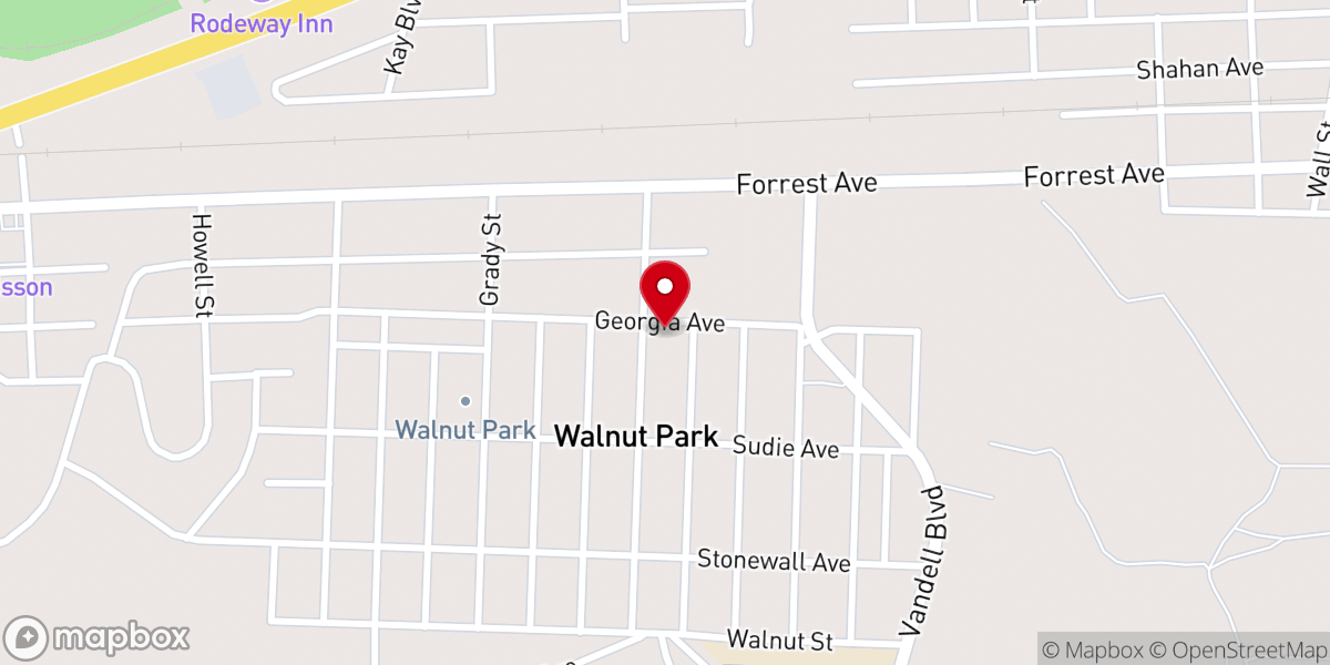 Map showing location of Walnut Park Baptist Church