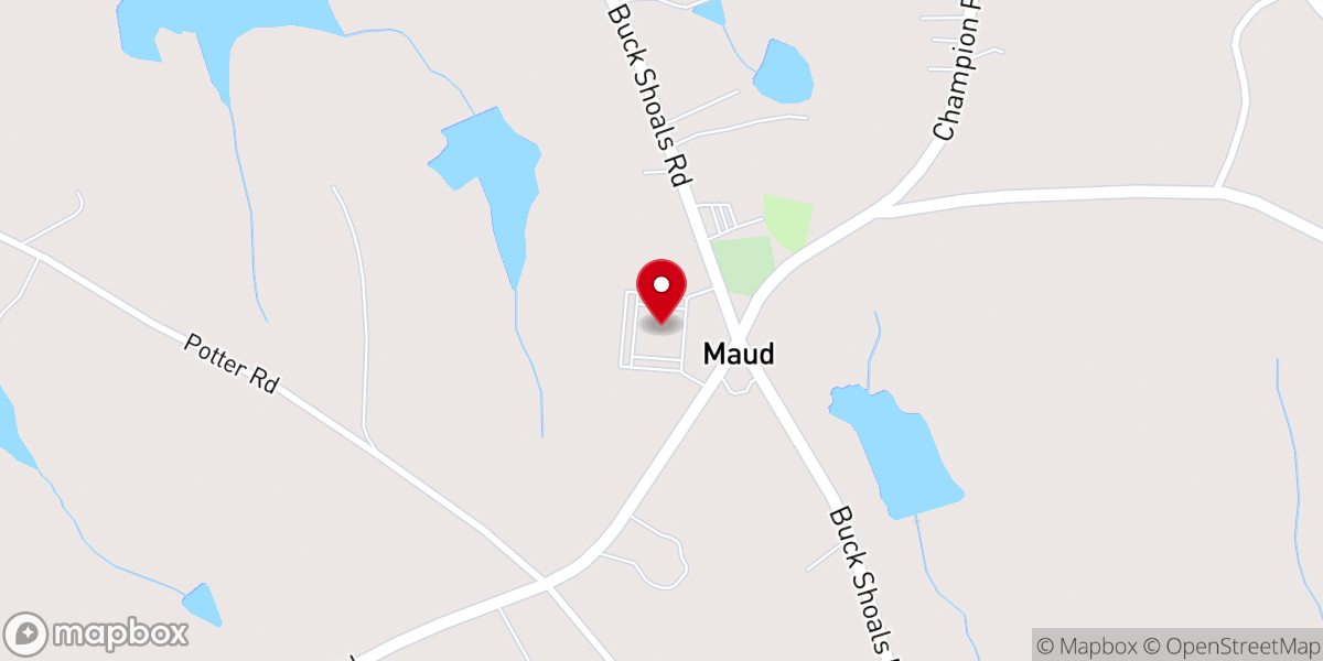 Map showing location of Cherokee Creek Baptist Church