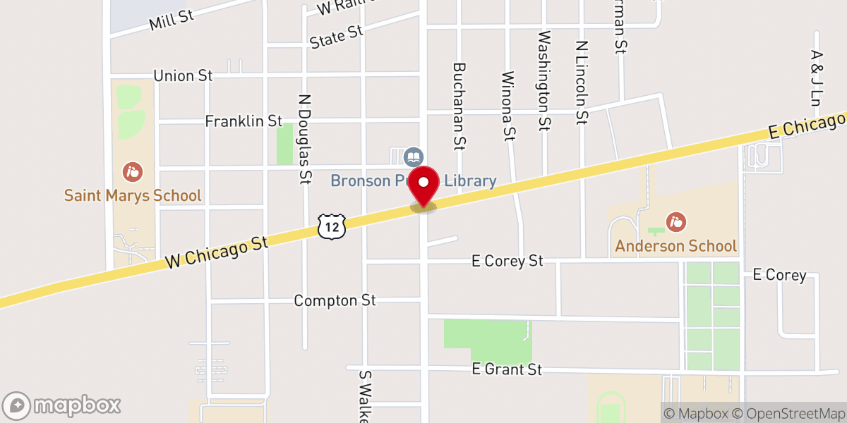 Map showing location of Bronson