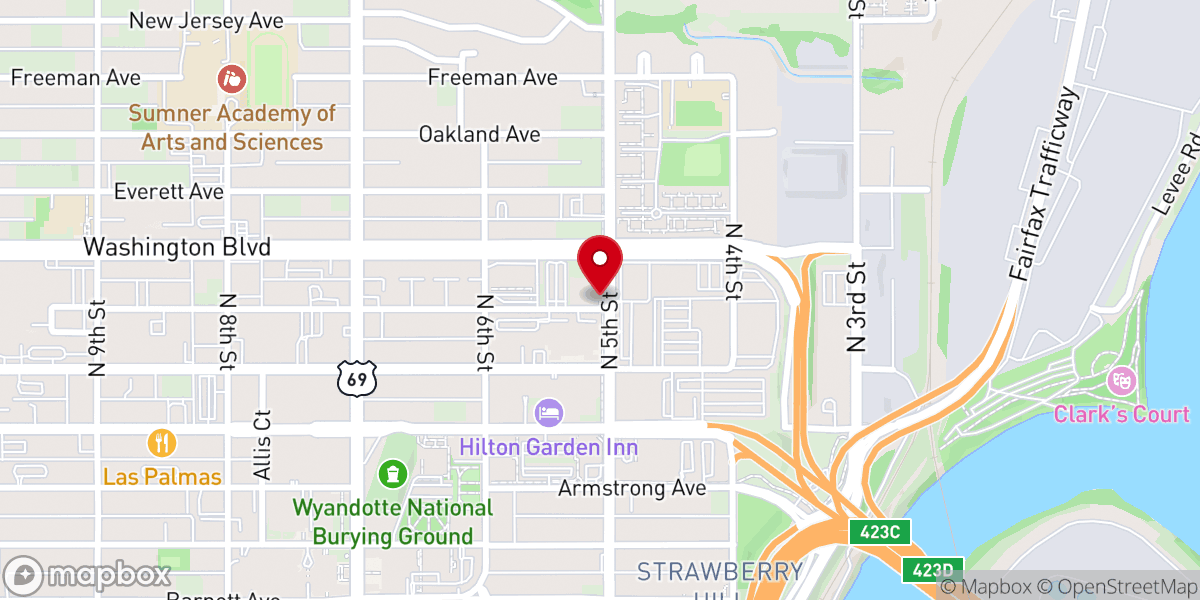 Map showing location of First Baptist Church of Kansas City, Kansas