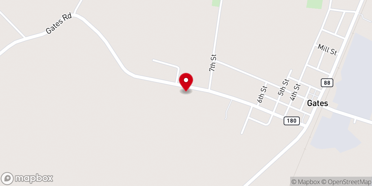 Map showing location of Gates Church of Christ