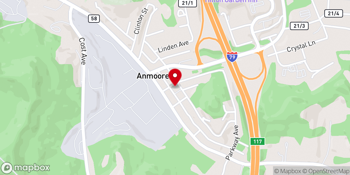 Map showing location of Anmoore United Methodist Church