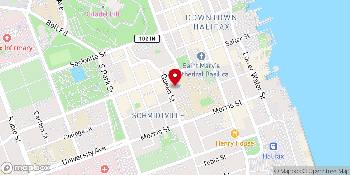 Map showing location of Halifax Central Library