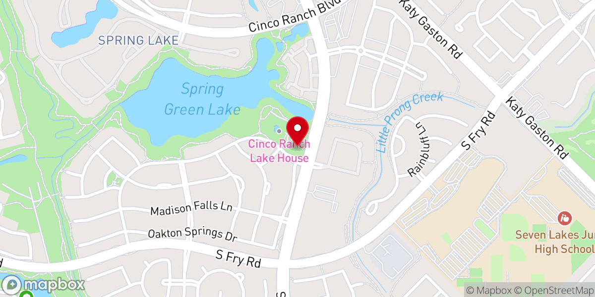 Map showing location of Cinco Ranch Lake House