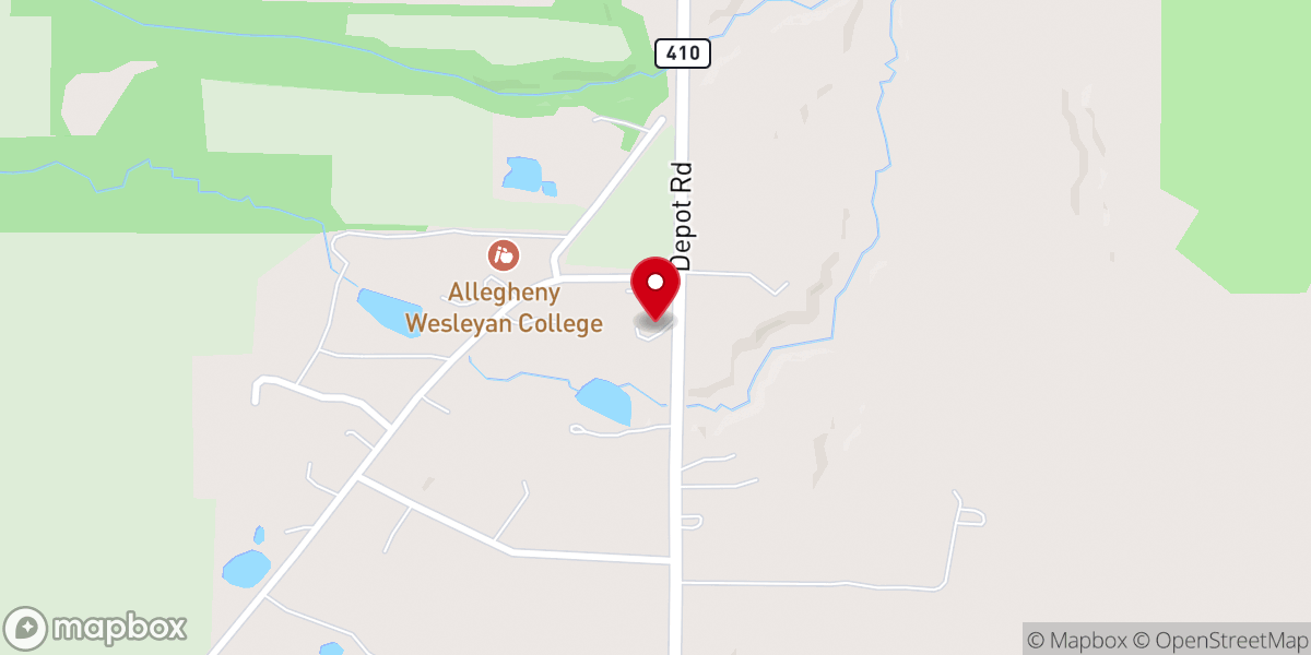 Map showing location of Allegheny Wesleyan Methodist