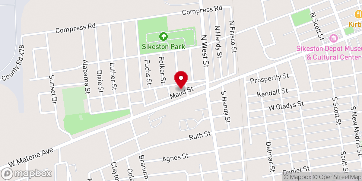 Map showing location of West End Baptist Church