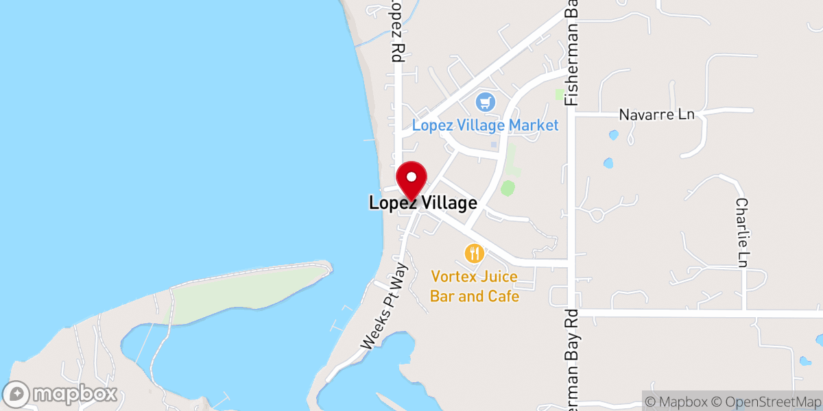 Map showing location of Lopez Island Visitor Center & Chamber of Commerce