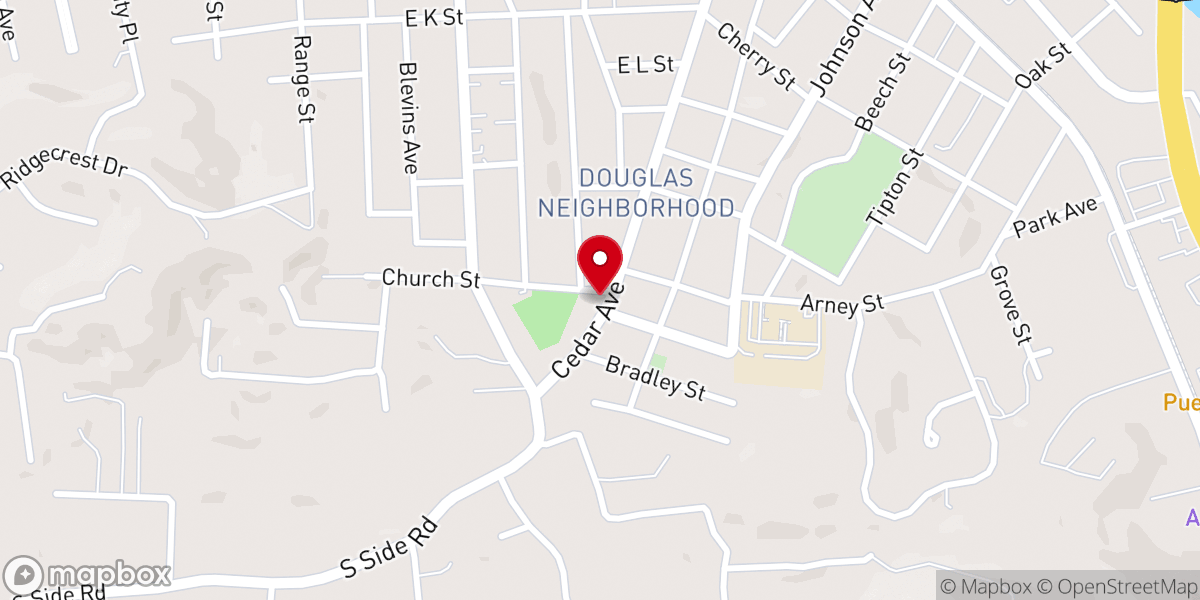 Map showing location of Brown’s Chapel A.M.E. Zion Church