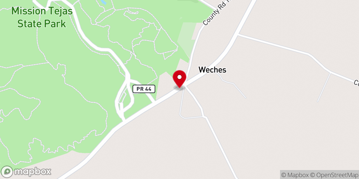 Map showing location of United Pentecostal Church of Weches