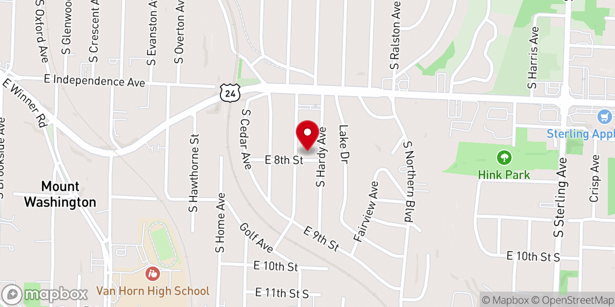 Map showing location of Fairmount Christian Church