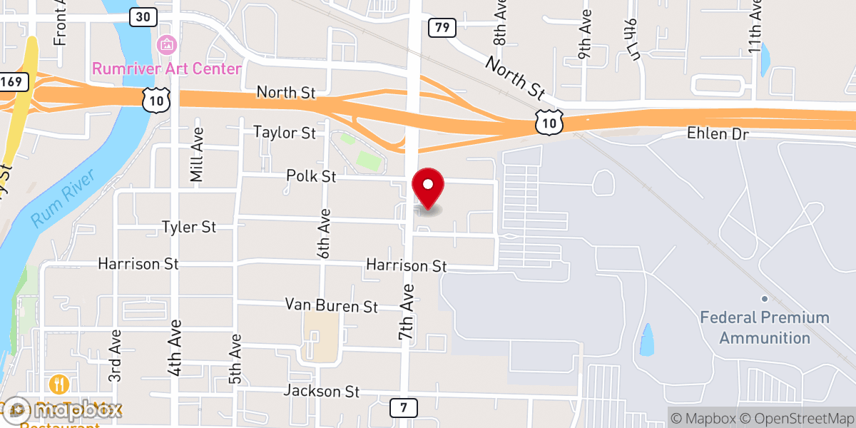 Map showing location of Faith Revival Center