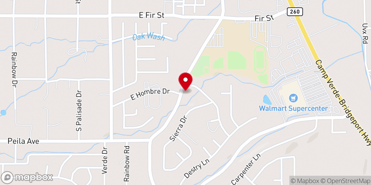 Map showing location of Faith Tabernacle Pentecostal Church of the Verde Valley area