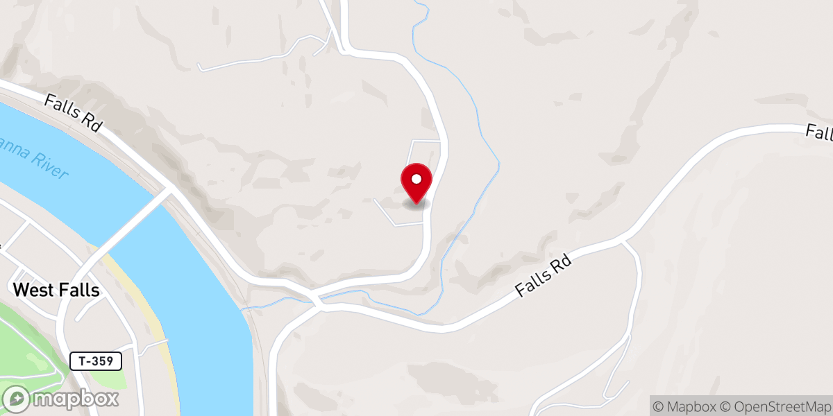 Map showing location of Falls United Methodist Church
