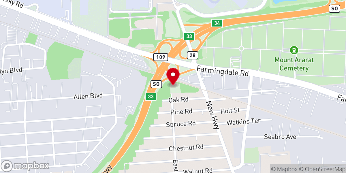 Map showing location of Farmingdale First Baptist Church