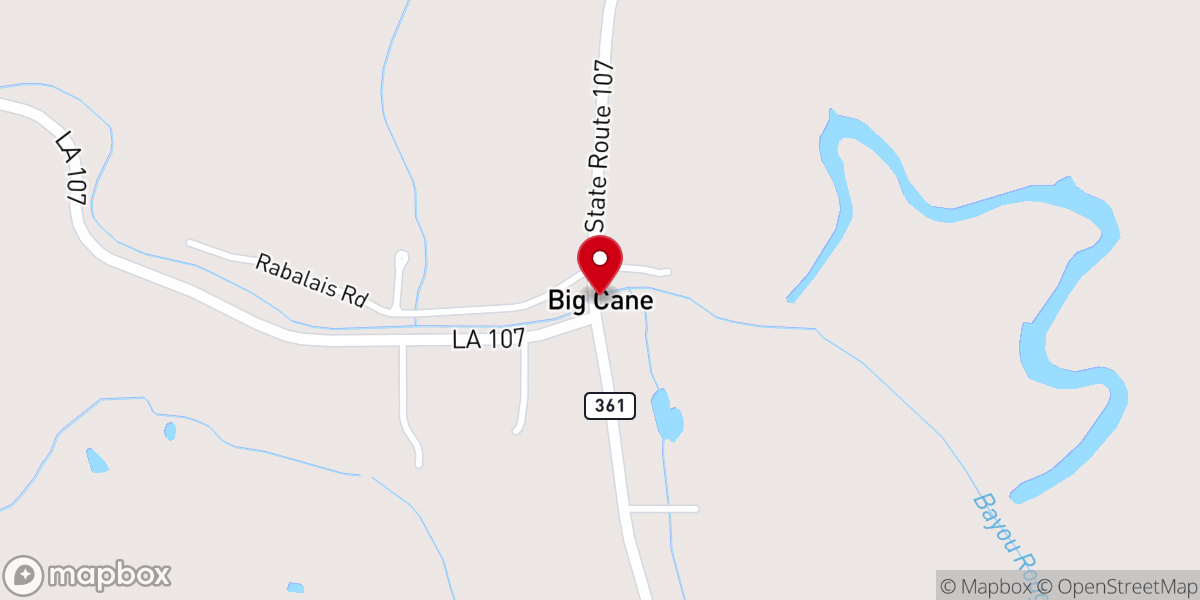 Map showing location of Big Cane