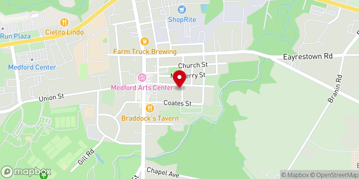 Map showing location of First Baptist Church-Medford