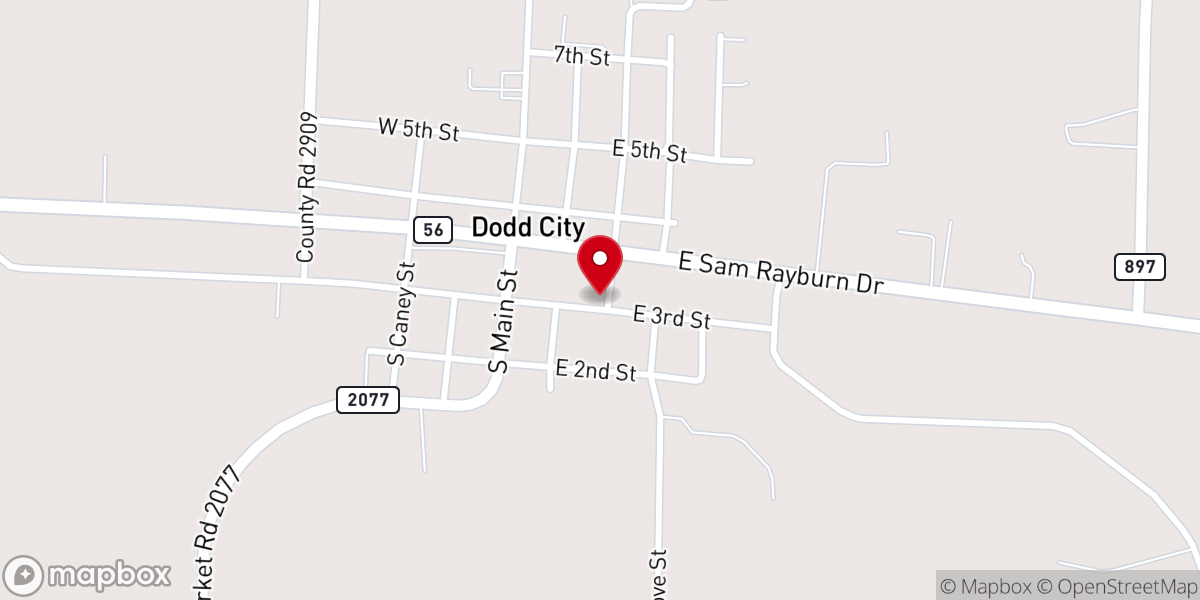 Map showing location of First Baptist Church Dodd City