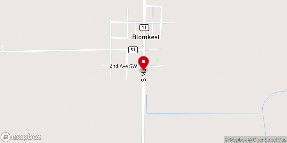 Map showing location of Blomkest Baptist Church