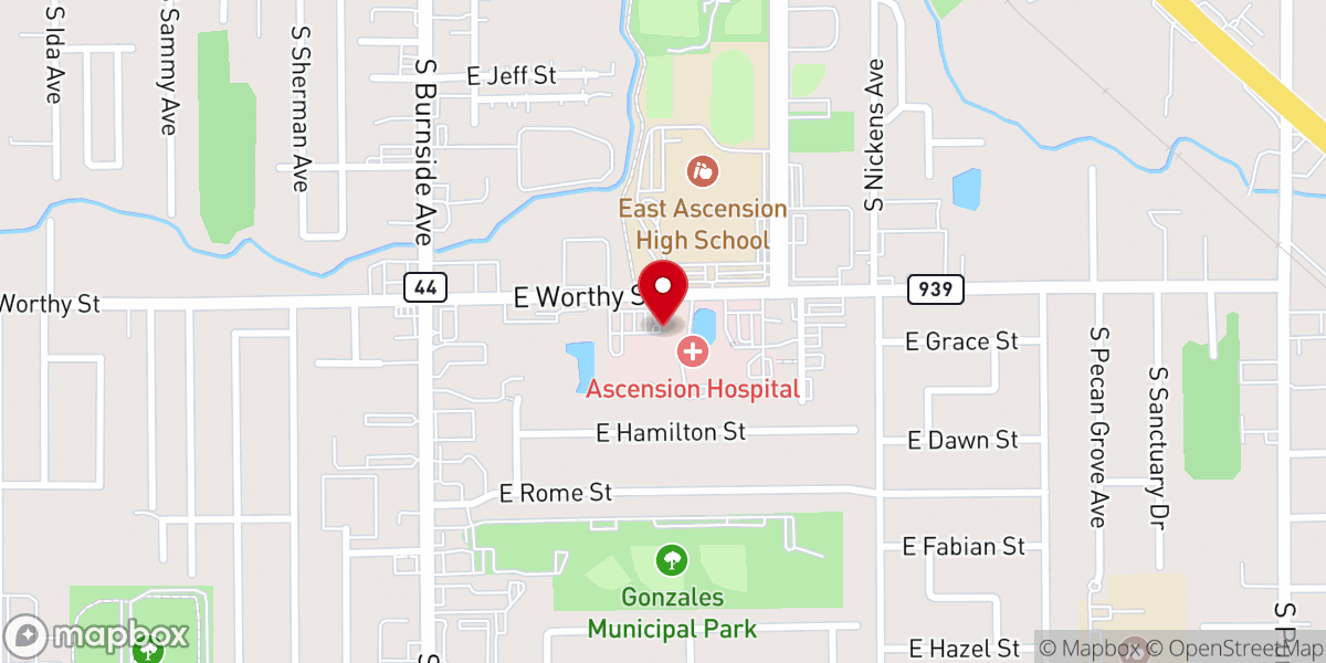 Map showing location of Ascension Parish Courthouse