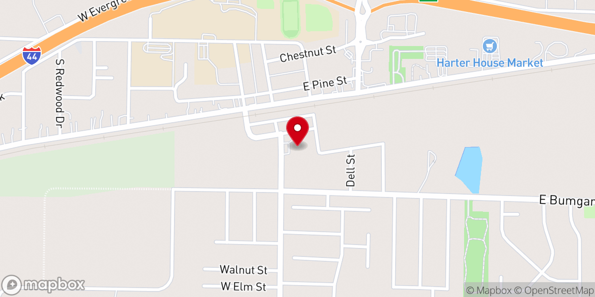 Map showing location of First Baptist Church of Strafford