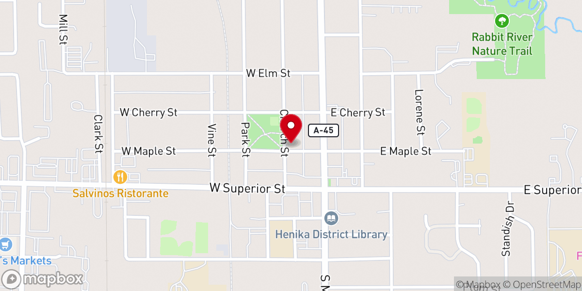 Map showing location of Wayland United Methodist Church
