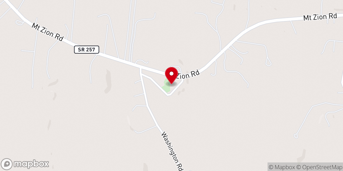 Map showing location of Mount Zion United Methodist Church