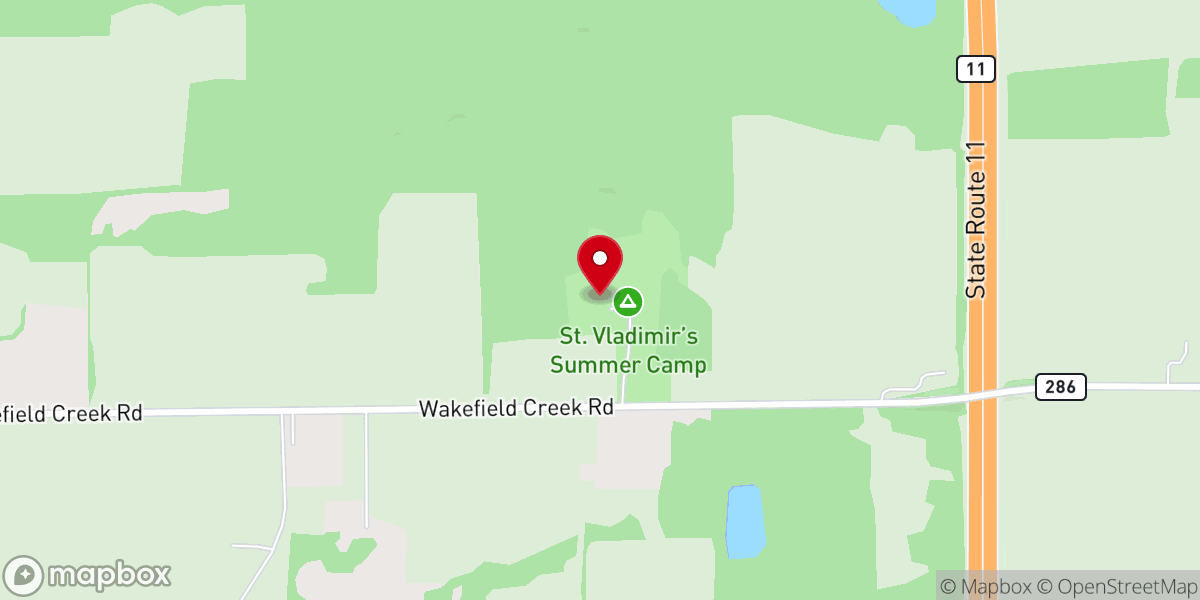 Map showing location of St. Vladimir’s Camp and Retreat Center