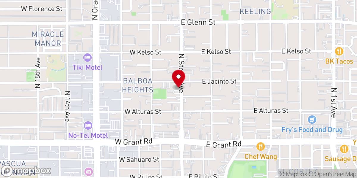 Map showing location of Tucson Tabernacle