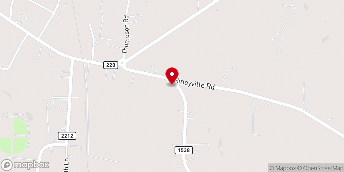 Map showing location of Rineyville Baptist Church