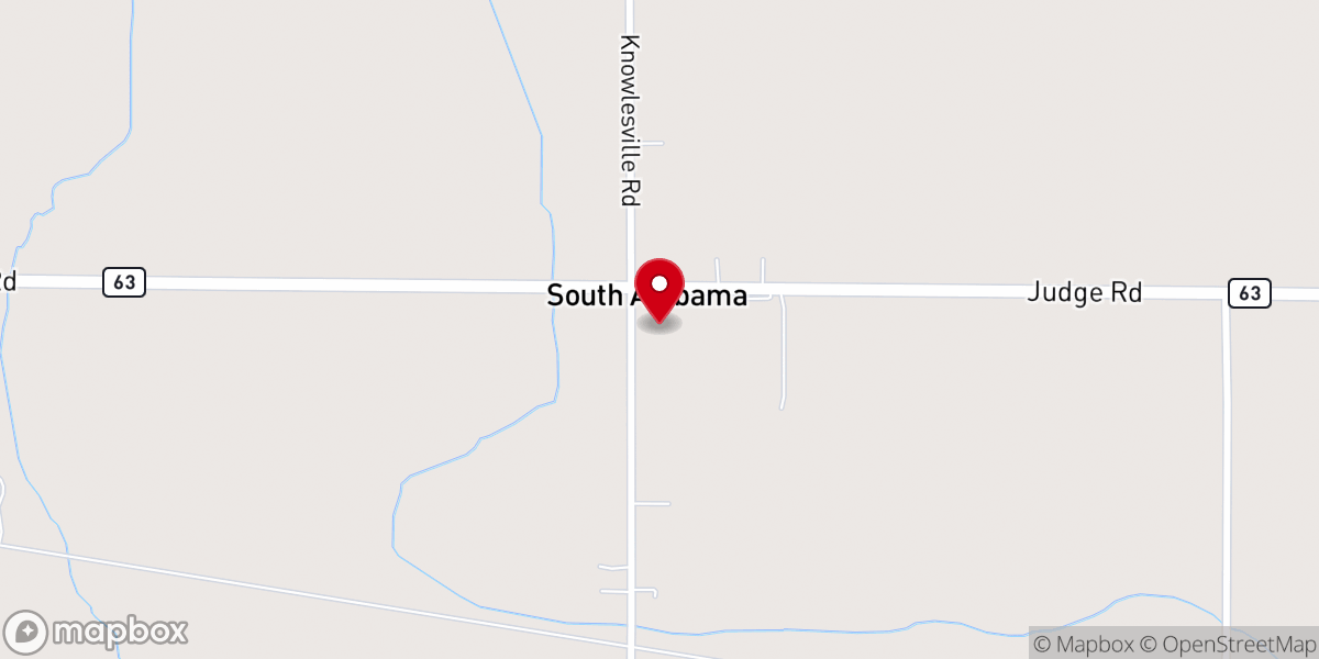 Map showing location of Oakfield Alabama Baptist Church