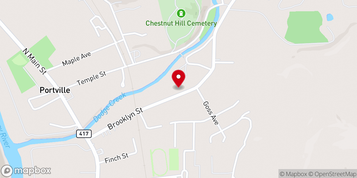 Map showing location of Bethel Lutheran Church