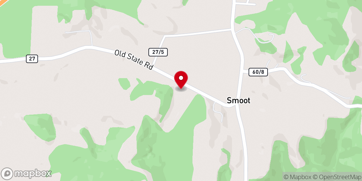 Map showing location of AHF Products Smoot Sawmill