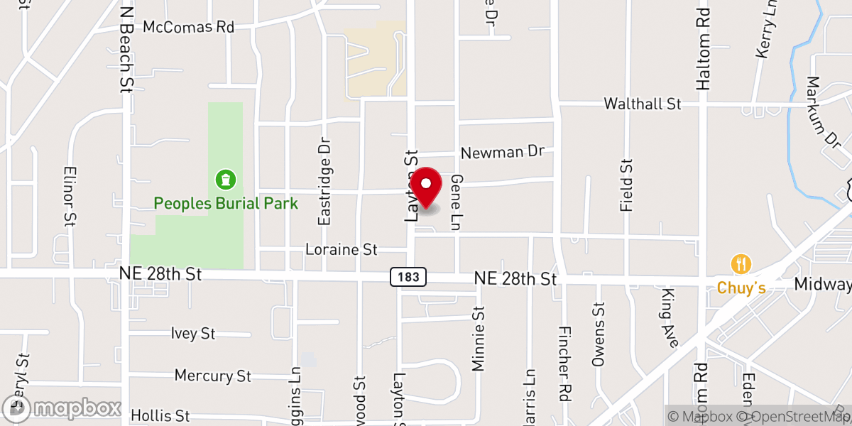Map showing location of Roca Fuerte DFW Ministries