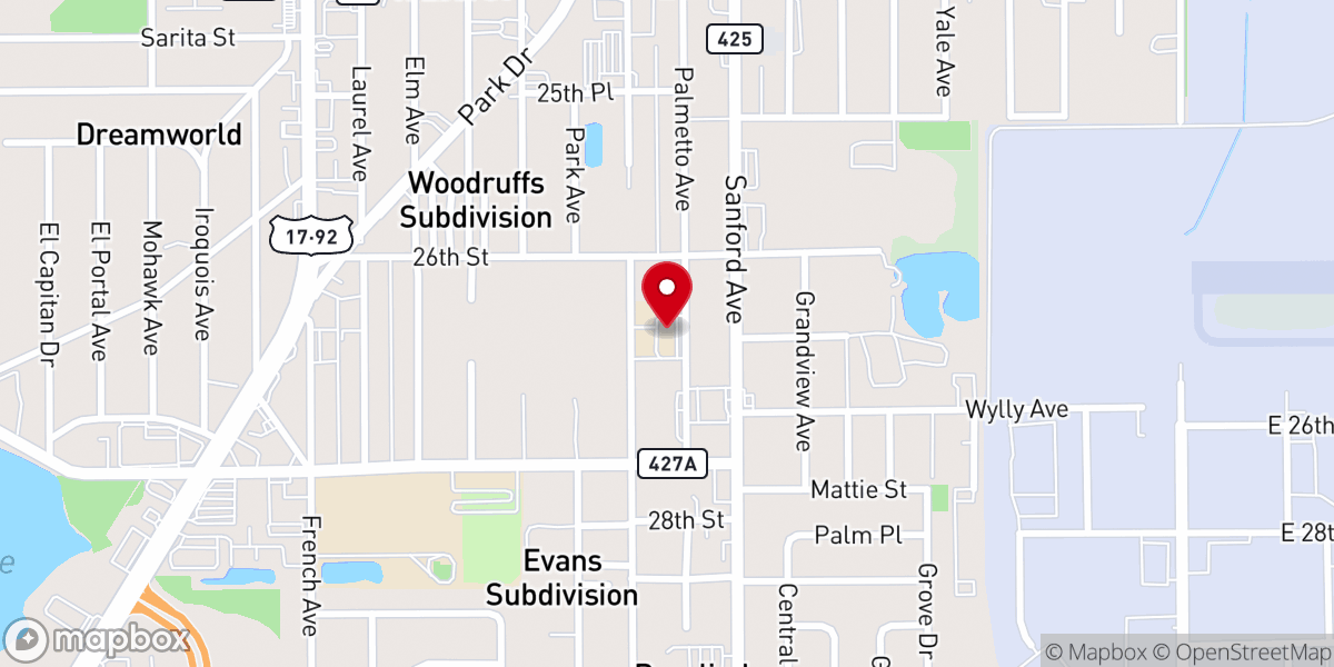 Map showing location of Palmetto Avenue Baptist Church