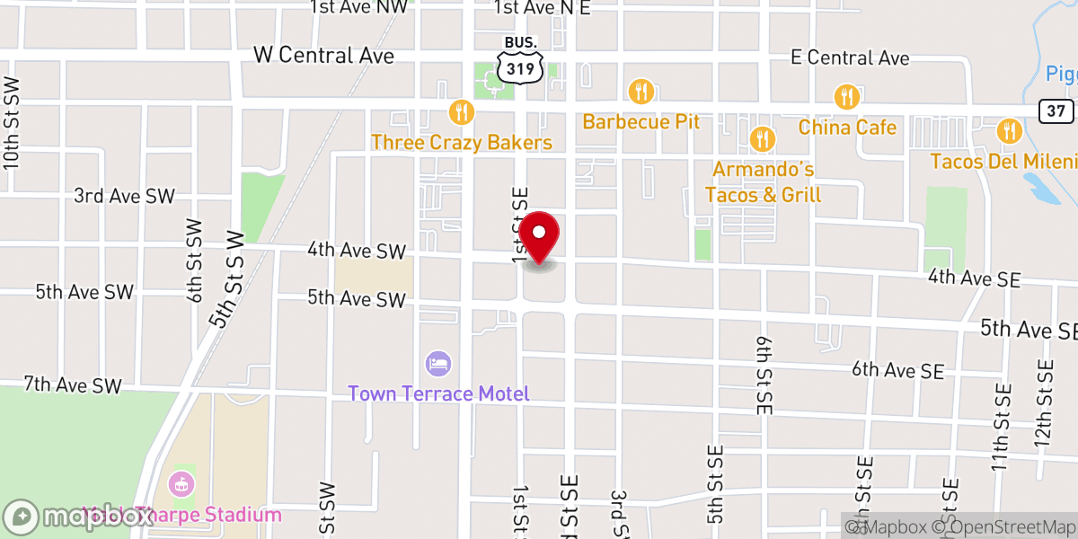 Map showing location of First Methodist Church of Moultrie